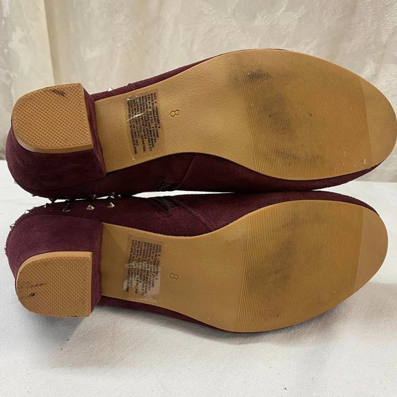 Mark Size 8 Suede and silver studded burgundy zip up booties - Picture 5 of 6
